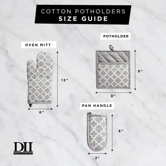 DII® Gray Damask Oven Mitt & Potholder Set